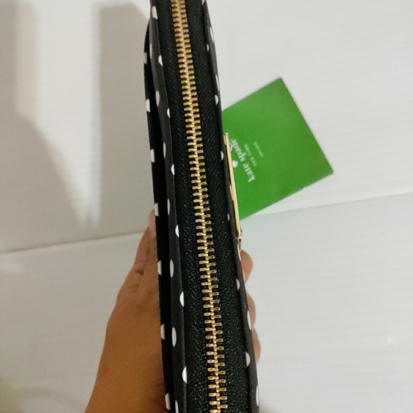 Kate Spade New York Polka Dot Zip Around Wallet Black White - Picture 5 of 8